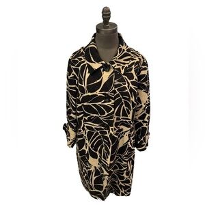 Anne Klein Black Tan Jacket Overcoat Mid Length XL